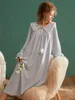 Women's Sleep Lounge Vintage Soft Velvet Women's Long Nightgowns Winter Autumn Long Sleeve Elegant Nightshirts Elegant Pregnant Dress Plus Size 231021