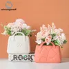 Vaser Strongwell Morandi Creative Ceramics Handbag Vase Simple Hydroponic Flower Arrangement Vase Desktop Ornament Home Decoration 231021