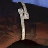 Bangle Bangle Iced Out Bling 5A Rec Coração Em Forma CZ Fl Banda Cubic Zirconia Hip Hop Homens Boy Bangles 221109 Jóias Pulseiras Dhfzk