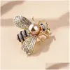 Pins Broches Version coréenne diamant perle pour femmes trois-Nsional alliage insecte abeille broche femme costume robe vêtements broche Accessori Dh8J2