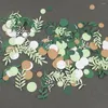 Party Decoration 100pc Branch Leaf Round Paper Confetti Table Spridning för födelsedag Baby Shower Wedding Decor Supplies