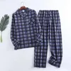 Nachtkleding voor heren Multi-geruite broek met lange mouwen Herfst Heren Warme homewear Voor Winter Ontwerp Kleuren Pyjama's en flanel Katoenen sets