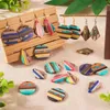 Charms 16-24pcs Resin Wood Big Pendants Rectangle Flat Round Kite Shape Gold Color Foil For Jewelry Making DIY Earrings