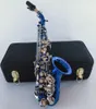 Novo saxofone soprano curvado azul 991 b, instrumento de jazz, superfície de chave banhada a ouro, não desbota, saxo soprano profissional 01