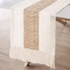 Chemin de Table bohème lin grossier fil de coton tissé Crochet décoration de fête longue drapeau gland nappe 231020