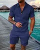 Men's Tracksuits Summer Men's Tracksuit Polo Lapel Shirt Shorts Sleeve And Short Pant 2 Piece Sets Social Streetwear Elegant Male Clothing 231021