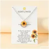 Pendant Necklaces Fashion Metal Sunflower Necklace 2022 Trendy Personality Flower Charm For Women Girls Jewelry Drop Delivery Pendant Dhyuj