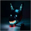 Party Masks Party Masks Wolf Scary Animal Led Light Up for Men Women Festival Cosplay Halloween Costume Masquerade Parties Carnival 23 Dhui2