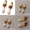 Stud Stud örhängen Real Baroque Pearl Earring 18K Gold Plated 925 Sier Needle Exquisite Elegant Women SMYCKE LUXURY Fashion Quality G DHCS1