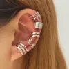 Orecchini a clip con foglie color argento per donna Uomo Creativo semplice polsino per l'orecchio Set di clip per orecchio senza piercing Set di gioielli di tendenza