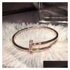 Andra tillbehör Nagelarmband Guld Bangle For Women Män Rostfritt stål Manschett Bangles Öppna naglar i Hands Christmas Gifts Girls Acces Dhzcy