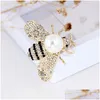 Pins Broches Version coréenne diamant perle pour femmes trois-Nsional alliage insecte abeille broche femme costume robe vêtements broche Accessori Dh8J2