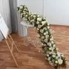 Decorative Flowers Wreaths White Rose Hydrangea Large Flower Ball Artificial Green Plants Flower Row Runner Wedding Backdrop Decor Floral Wall Party Props 231020