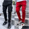 Pantalons pour hommes Godlikeu Pantalon Cargo Printemps Et Automne Hommes Stretch Mti-Pocket Réfléchissant Sport Droit Fitness Pantalon Décontracté Joggers Dhi6K