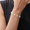 Link bransoletki moda biała pięciopunktowa gwiazda bransoletka dla kobiet mężczyzn Charm Boho Heart Flower Braided Prosta biżuteria na nadgarstek