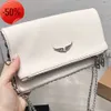 Akşam çantaları popüler kadın çanta çanta kanatları elmas-demirleme zadig et voltaire perçinler koyun derisi deri messenger crossbody el çantaları iki zincir bayan