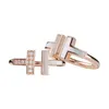 Simplicité CNC Desinger Tiff Bague Mode Femme Titane Acier Plaqué Or Rose Couples En Gros