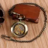 Orologi da tasca Orologio meccanico a carica manuale vuoto trasparente Orologio da uomo con ciondolo stile antico Orologio manuale Oro/Argento/Bronzo/Nero