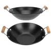 Pans Stainless Steel Griddle Thickened Dry Pot Kitchen Cookware Cooking Double Handle Pan Nonstick Lid Pots