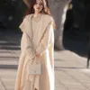 Wełniane mieszanki 2023 Zimowe francuskie vintage dzianin płaszcz kardigan długi rękaw Casual Loose Sweter Coats Office Lady Korea Chic 231020