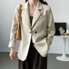 Women's Suits Ladies Button Up Top Back Slit Suit Casual Women Loose Streetwear Blazer Office Wear Black Khaki Long Sleeve Blazers