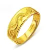 Trouwringen 24-karaats gouden ring voor mannen Luxe gravure Draak Verstelbare ring Mode-sieraden Heren Twee kleuren geel/wit goud Vingerring cadeau 231021