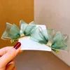 Hair Clips 1 Pair Korean Elegant Gauze Children's Green/purple /pink Bow Hairpin Sweet Girl Side Bangs Temperament Headwear