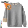 Men's Hoodies Sweatshirts TACVASEN Fleece Crewneck Sweatshirt Warm Sherpa Lined Heavy Thicken Underwear Winter Pullover Tops Shirts No Hood Hoodie 231020