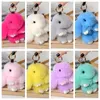 Plush Keychains Multicolor Rabbit Keychain Ring Fluffy Real Fur Pompon Bunny Trinket Key Chain Charm Cute On Bag Car Pendant 231020