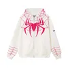 Designer sp5der Hoodie mens hoodie American Retro Original Design Sense Spiderman Letter Embroidery Zipper Cardigan Hoodie mens Fashion coat