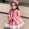 Girl Dresses Kids Dress For Girls Baby Party Pink Lolita Style Kid Long Sleeve Print Wedding Ball Gown Princess Vestidos