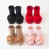 Primeros caminantes nacidos bebés niñas niños botines suaves botas de nieve con lazo sólido zapatos de calentamiento para niños pequeños moda cómoda