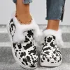 Novas botas femininas plataforma de algodão no inverno vacas pretas e brancas com um pé no pé botas de neve quentes