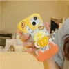 Obudowy telefonu komórkowego Koreańskie 3D Cute Cartoon Hamburger Piwo Ring Holder Stand Clear Miękka obudowa na iPhone 11 14 Pro Max 14Plus 12 13 Cover 231021