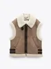 Women's Vests Traf Autumn Winter Women Fur Vest High Street Female Faux Sheepskin Fur Waistcoat Chic Fleece Thick Warm Sleeveless Outwear 231020