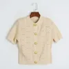 Balencaigai Дизайнерский свитер оригинального качества Celebrity Little Fragrance Зеленый топ с короткими рукавами Женская мода, уменьшающая возраст и тонкая короткая вязаная футболка