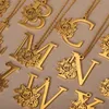 Colliers de fleur de rose en acier inoxydable pour femmes initiales A Z lettre pendentif collier ras du cou ami cadeaux de mariage 231021