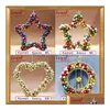 Ornement de Noël en métal plat couleur MTI 2022 Jingle Bell Star Heart Moon Fy5515 Wwjy Dhd4V