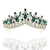 Collana Orecchini Set Barocco Retro Colore oro Rosso Verde Cristallo Diademi nuziali Corona Matrimonio Perline africane Gioielli