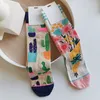 Chaussettes colorées en coton pour femmes, bas d'automne et d'hiver, plante hérisson, personnalité droite, tendance