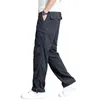 Outono e inverno multi bolso tubo reto workwear para calças casuais soltas masculinas com pelúcia plus size S-6xl 231021