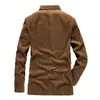 Мужские костюмы 2023 Коричневый повседневный вельветовый пиджак Весенние и осенние куртки Свободный костюм среднего возраста Модный костюм Homme Пальто Мужское