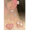 Stud Western Empress Dowager Natural Pink Shell Love Earrings Gold Silver Girl Heart Style