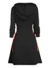 Urban Sexy Dresses Dressfo Women Gothic Hooded Dress Light Stretch Sweatshirt Dresses Cat Hat Moon Print Tie Lång ärm A-Line Mini Casual Dress 231021