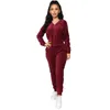 Kadınların İki Parçası Pantolon Sonbahar Kış Velvet Kadınlar için Kapüşonlu Ceket ve Takip Joggers Set Jogging Suits Ensemble Femme Conjuntos de