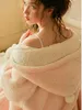 Women's Sleep Lounge Women Sleepwear Lolita Princess Robe Hooded Flannel Pajamas.Warm Night Bathrobes Sleep Robes Nightgown Dressing Gown Loungewear 231021