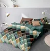 Bedding sets Green Plaid Set With Pillowcase 200x200 Duvet Cover 210x210 Quilt King Size Geometric Lattice Blanket 231020
