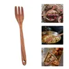 Dinnerware Sets Wooden Fork Heat-resistant Long Handle Portable Frying Salad Stirring Kitchen Utensils Home Tools