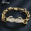 Chain Hip Hop Gold Color Cubic Zirconia Charm Bracelet Unsix Boxing Luxury Costume Jewelry Gift 231020