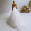 Sexy Modern Long Wedding Dress For Brides Strapless Pleats Silt A-line Organza Bride Gowns Women Elegant Vestidos De Novia 2024